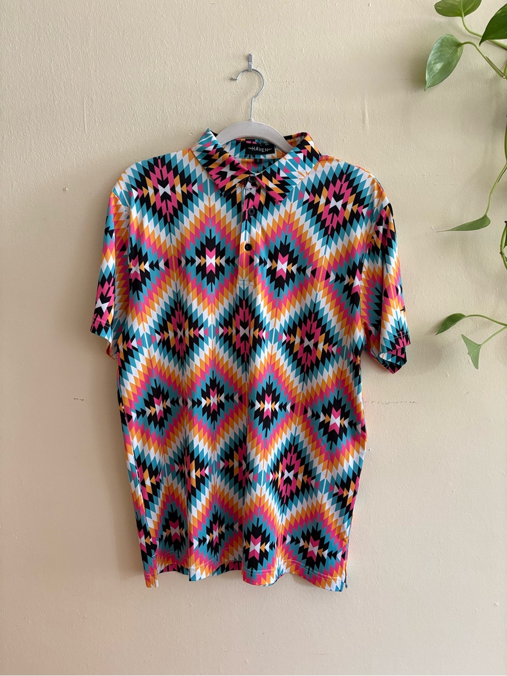 Haven Men’s Golf Shirt, Multicolor, Geometric